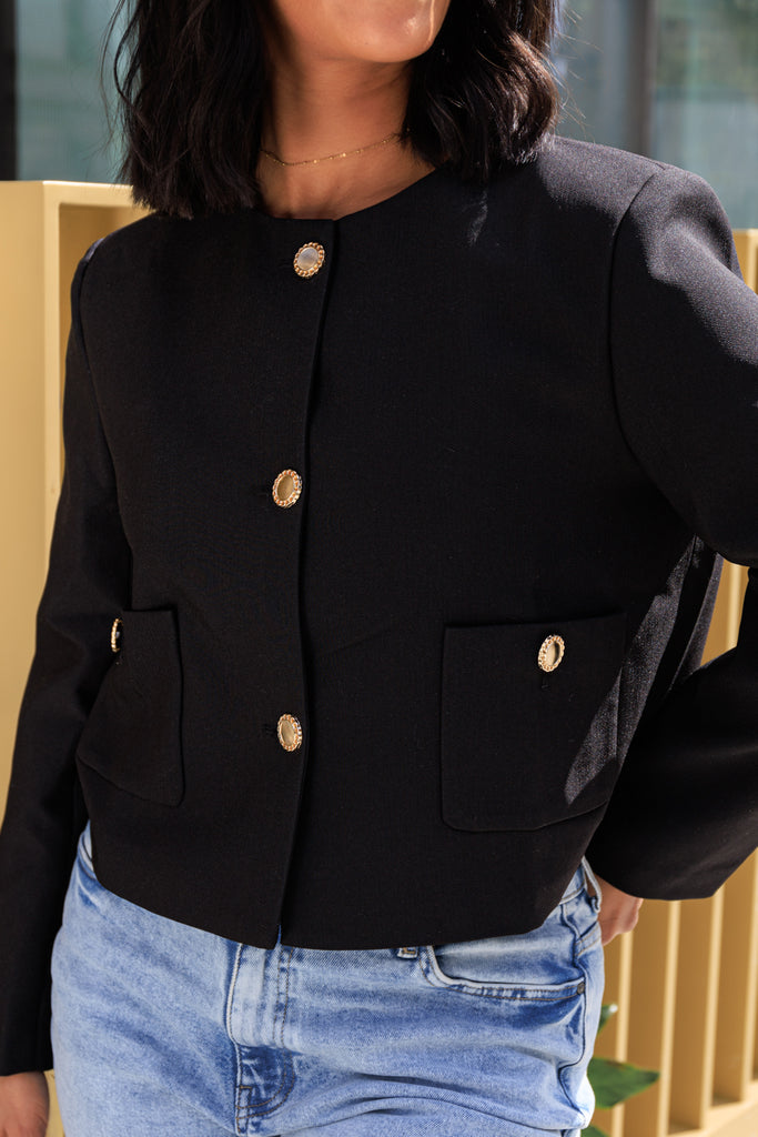 Alice Black Buttoned Blazer