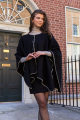 Santel Black Contrast Stitch Cape