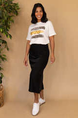 Franan High Waisted Black Midi Skirt