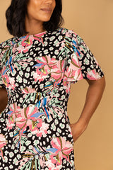 Zara Black & Floral Printed Dress