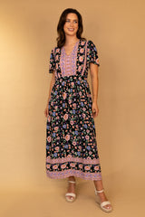 Hannah Black Print Maxi Dress