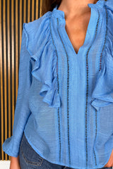 Auro Blissful Blue Frill Blouse