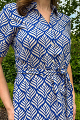 Starr Surf Blue Print Midi Shirt Dress