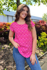 Nova Pink Geo Print Top