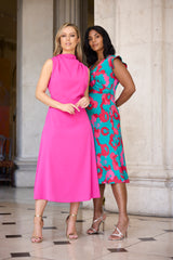 Larsa Fuchsia Pink Midi Dress