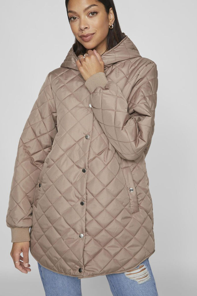 Tate Taupe Quilted Hooded Jacket
