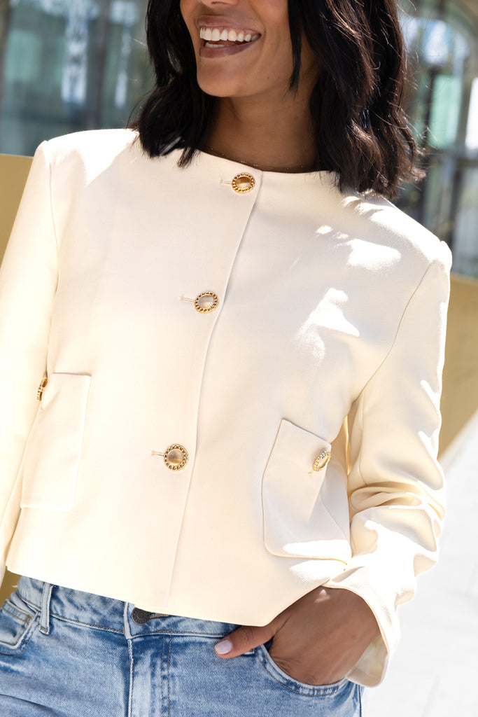 Alice Cream Buttoned Blazer