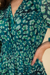 Brielle Green Print Midi Dress