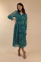 Brielle Green Print Midi Dress