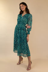 Brielle Green Print Midi Dress