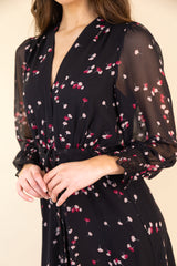 Megan Chiffon Pink Fan Print Dress