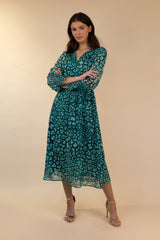 Brielle Green Print Midi Dress