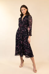 Megan Chiffon Pink Fan Print Dress