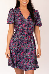 Michelle Navy & Pink Floral Ditsy Print Dress