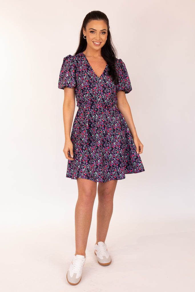 Michelle Navy & Pink Floral Ditsy Print Dress