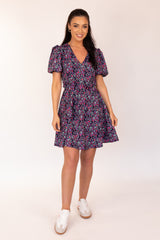 Michelle Navy & Pink Floral Ditsy Print Dress