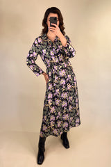 Troya Black & Green Multi Print Shirt Dress