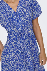 Evida Blue Floral Print Mini Dress