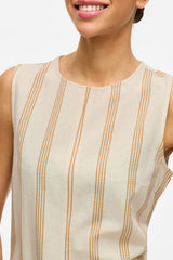 Prisilla Short Stripe Beige Shift Dress