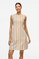 Prisilla Short Stripe Beige Shift Dress