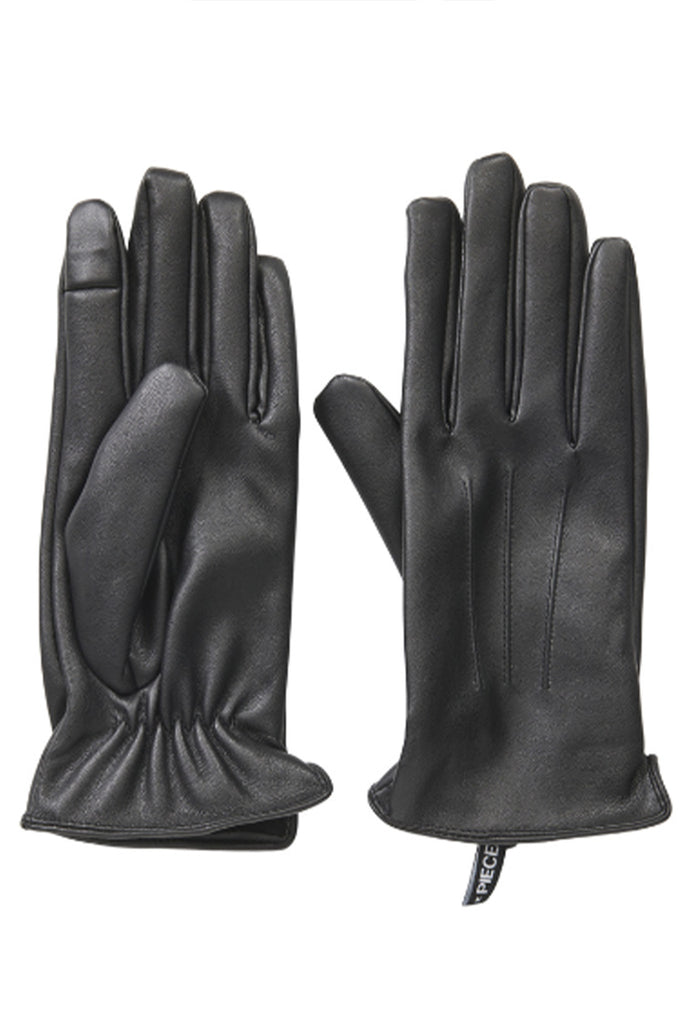Cellie Black Faux Leather Gloves