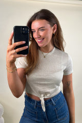 Amber Frosted Almond Glitter Knot Top