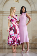 Wine & Blue Abstract Print Willow Dress