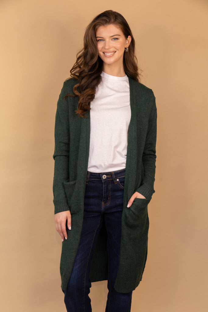 Viril Open Knitted Cardigan Pineneedle