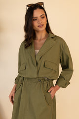 Pamala Olive Green Cropped Jacket