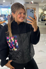 Lindsey Black Graphic Pocket Fleece Jacket