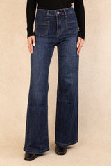 Toxik High Waisted Flared Blue Denim Jeans