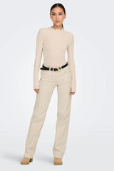 Blush Ecru Mid Waist Straight Leg Jeans