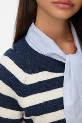 Navy & Birch Stripe Doffy O-Neck Knit