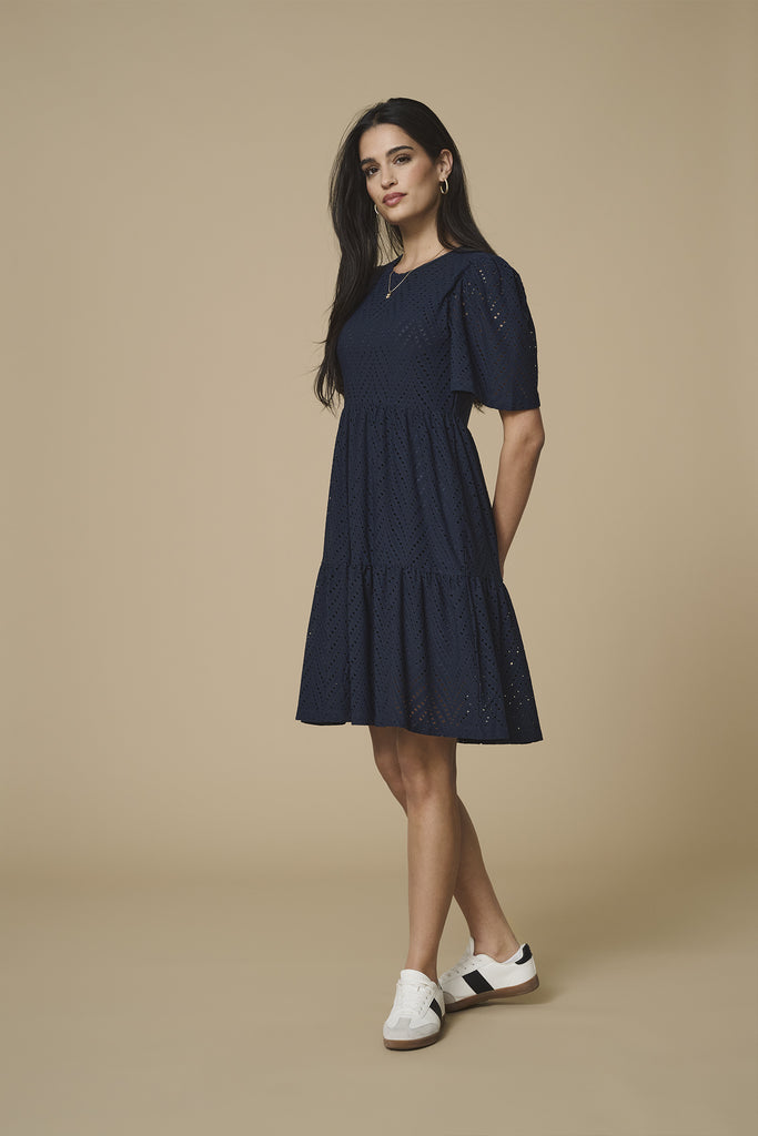 Carla Navy Anglaise Mini Dress