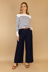 Karen Navy Belted Trousers