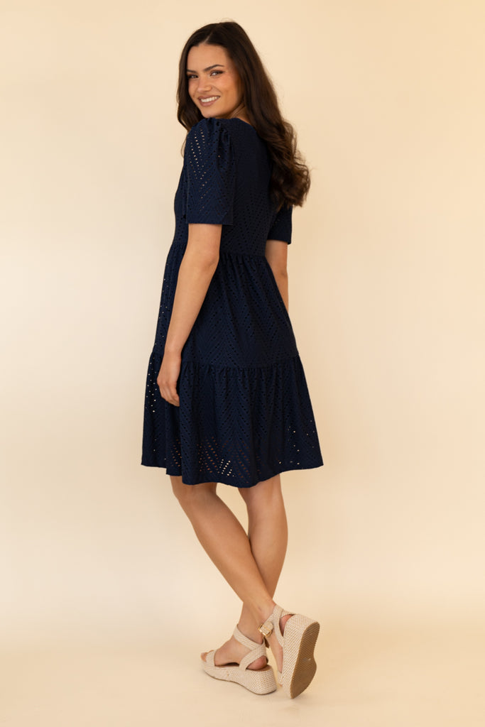 Carla Navy Anglaise Mini Dress