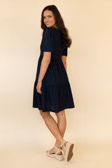 Carla Navy Anglaise Mini Dress