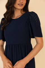 Carla Navy Anglaise Mini Dress