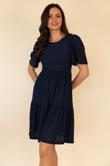 Carla Navy Anglaise Mini Dress