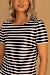 Ninny O-Neck Navy & White Stripe Dress