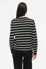 Dalo O-Neck Black & White Stripe Knit Jumper