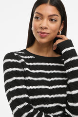 Dalo O-Neck Black & White Stripe Knit Jumper