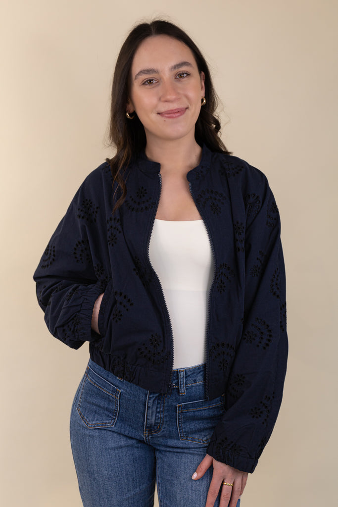 Sage Navy Anglaise Bomber