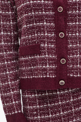 Audrey Fig Knit Check Cardigan