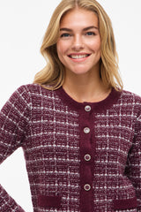 Audrey Fig Knit Check Cardigan