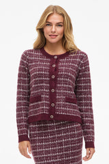 Audrey Fig Knit Check Cardigan