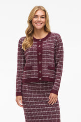 Audrey Fig Knit Check Cardigan