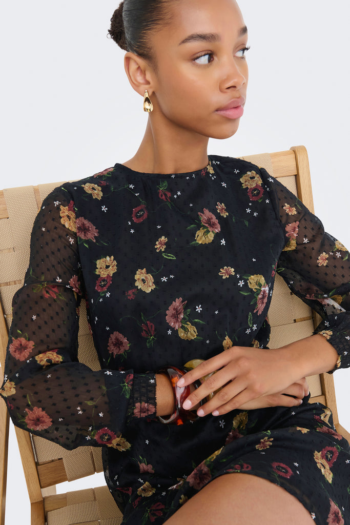 Eliza Black Floral Mini Dress