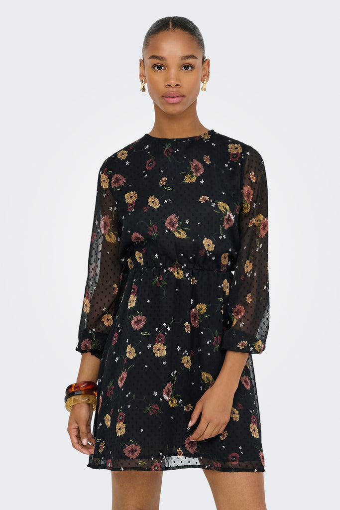 Eliza Black Floral Mini Dress