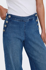 Madison High Waisted Medium Blue Button Jeans